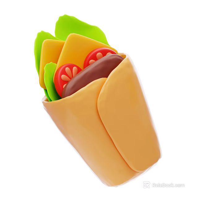 Delicious Taco With Fresh Green Lettuce Red Tomato Slices Melted Cheese And Creamy Sauce 3d model 