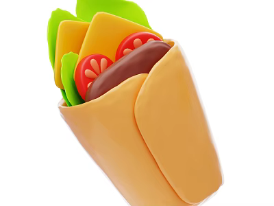 Delicious Taco With Fresh Green Lettuce Red Tomato Slices Melted Cheese And Creamy Sauce 3d model