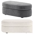 Oval Shaped Sofa Stool with Textured Fabric in Multiple Colors for Home Living Room