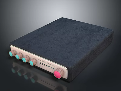 Computer External Peripheral with Dark Blue Case Colorful Knobs and Front Panel Ports 3d model
