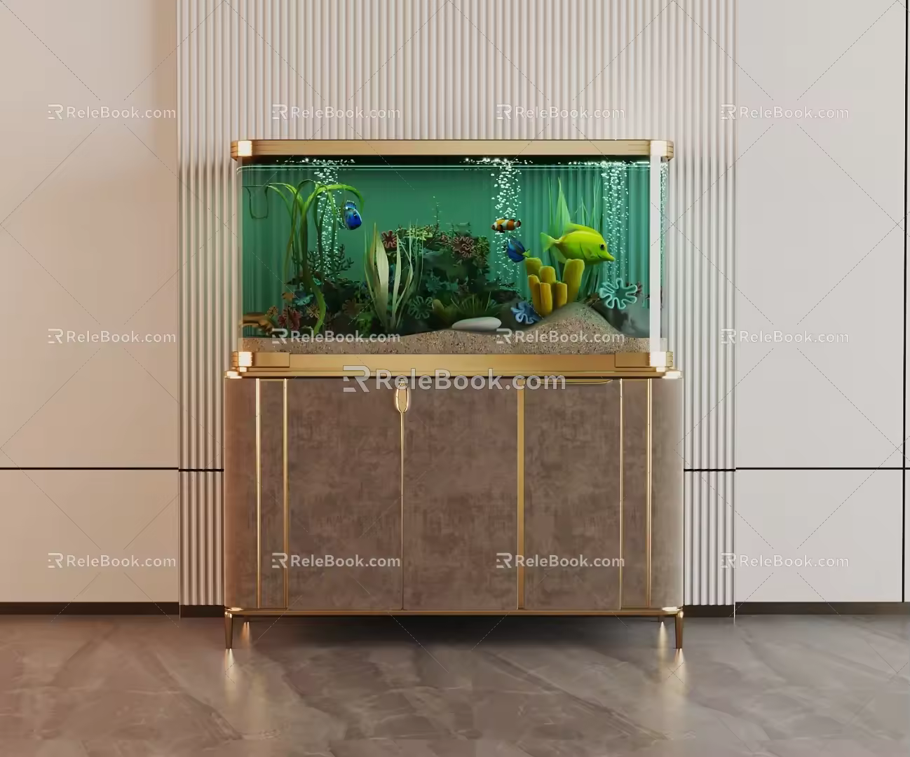 Modern Fish Tank Glass Fish Tank Aquarium Display Cabinet Side Cabinet 3d model