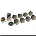 Vintage Green Orange Lotus Pattern Cup With Lid And Golden Border On Tray