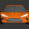 Orange Sleek Sports Car 3D Render With Shiny Body Black Windows And Alloy Wheels