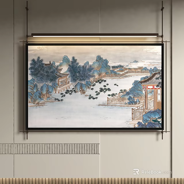 Abstract Painting Wall Art With Abstract Landscape Elements And Artistic Design Features 3d model