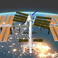 International Space Station with Large Solar Panels Orbiting Earth in Outer Space