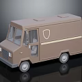 Brown Delivery Van Model With Shield Logo And Side Stripe Design 3d model