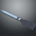 Essential Kitchen Spatula With Black Head Silver Handle And Holes 3d model
