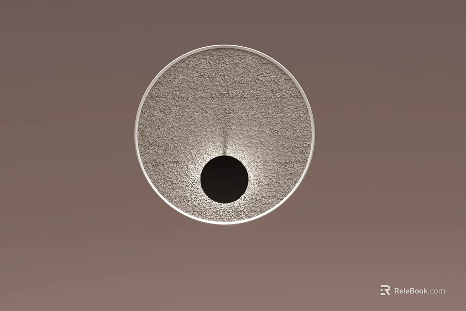 Minimalist Modern Circular Chandelier With Textured Surface Black Center And Light Brown Background 3d model 