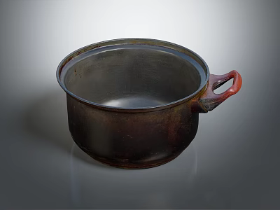 Vintage Metal Cooking Pot With Red Handle For Household Kitchen Use 3d model