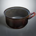 Vintage Metal Cooking Pot With Red Handle For Household Kitchen Use