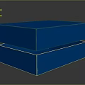 Blue Cubes Stacked On Reflective Surface With Gray Gradient Background