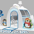 Snowy Theme Photo Spot With White Blue Igloo Penguin Dolls Happy Ice Sign And Scarf