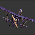 Space Themed Colorful Aircraft Model With Purple Blue Cosmic Patterns and Decorative Design
