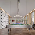 Modern Billiard Room Interior With Pool Table And Wall Decor 3d model