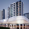 Modern Commercial Complex With High Rise Buildings And Glass Facade Design