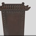 Traditional Chinese Wooden Furniture With Ornate Carved Patterns And Classic Roof Structure