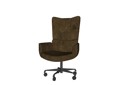 Brown High Back Office Chair With Swivel Wheeled Base And Comfortable Design 3d model