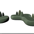 Green Sectional Sofa With Unique Sculptural Shape And Hill Like Green Protrusions
