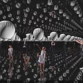 Numerous Bright Sky Lanterns Illuminated Night Scene With People Releasing Lights