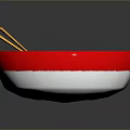Delicious Ramen Bowl with Noodles Egg Meat Scallions and Chopsticks