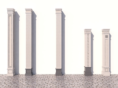 New Chinese Style Villa Corner Column model