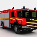 Technology Exhibition Hall Showcasing Red Scania Fire Rescue Truck With Modern Tech