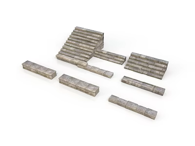Natural Stone Scene Construction Components Including Steps And Long Blocks 3d model