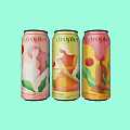 Drope Canned Drinks With Peach And Mango Flavors In Vibrant Packaging On Light Green Background