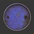 Blue Rusty Oil Barrel Standing On Black Surface With Gray Background