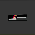 Black Stapler With Pink Yellow And Black Stripes On Reflective Surface 3d model