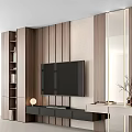 Modern TV Wall Design With Wooden Panels Light Wall And Decorative Elements 3d model