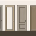 Wooden Hinged Doors In Various Styles With Glass Inserts And Panel Designs 3d model