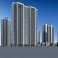 Modern High Rise Residential Buildings With Blue Sky Background And Urban Architecture