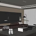 Italian-style living room three-person sofa coffee table single chair side table bookcase floor lamp ornaments acrylic stool 3d model