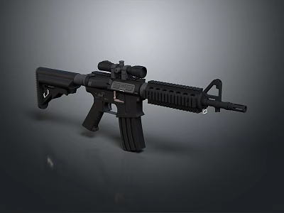 Modern Tactical Black Rifle with Scope Handguard Magazine and Stock Design 3d model