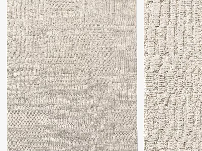 Square Rug Beige Textured Woven Modern Minimalist Soft Living Room Home Decor 3d model