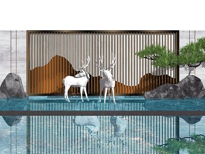 New Chinese style landscape sketch landscape wall waterscape landscape wall model