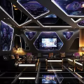 Luxurious KTV Interior With Modern Lighting Comfortable Sofas Large Screen And Sound System 3d model
