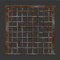 Rusty Metal Grid Cube Structure With Rusted Surface And Intricate Design