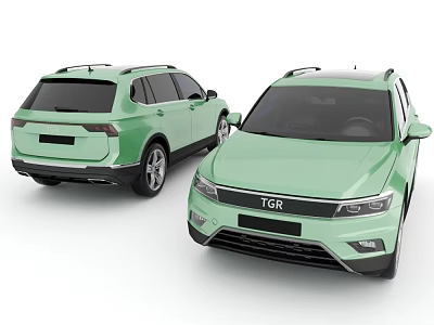 TGR Light Green SUVs Showcasing Front And Rear Views On White Background 3d model