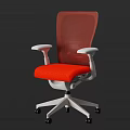 Ergonomic Red Mesh Back Office Chair with White Armrests Five Point Wheel Base 3d model