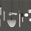 Modern Multiple Hanging Pendant Lights Different Shapes Glass Metal Illuminated Designs