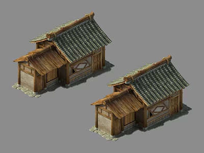 Chinese cartoon building tile house 3d model Chinese cartoon building tile house 3d model
