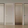 Modern Hinged Doors With Textured Glass Panels And Sleek Metal Frames 3d model