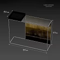 Modern Side Table With Gold Metal Frame And Grey Tabletop Decorative Art Panel