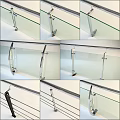 Modern Glass Railing Design With Metal Brackets And Transparent Panels 3d model