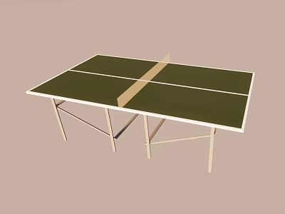 Sturdy Ping Pong Table With Green Surface Central Net And Wooden Frame 3d model