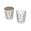 Other Metal Mesh Trash Bins With Wooden Lid And Gray Liner Set
