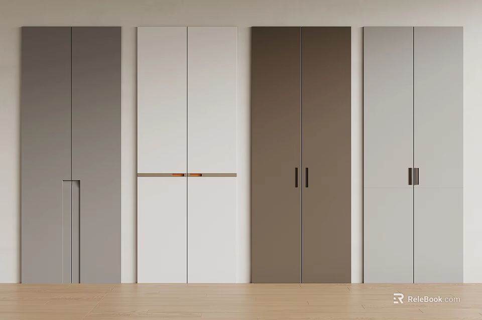 Modern Sleek Wardrobe Doors In Gray White And Brown For Home Interior Design 3d model 