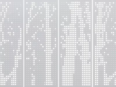 Modern Background Wall Interior With Perforated Dot Pattern And Vertical Panels 3d model